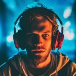 ai generated, boy, earphones, audio, dj, entertainment, expression, face, fun, guy, handsome, headphones, headset, lifestyle, listen, man, music, sound