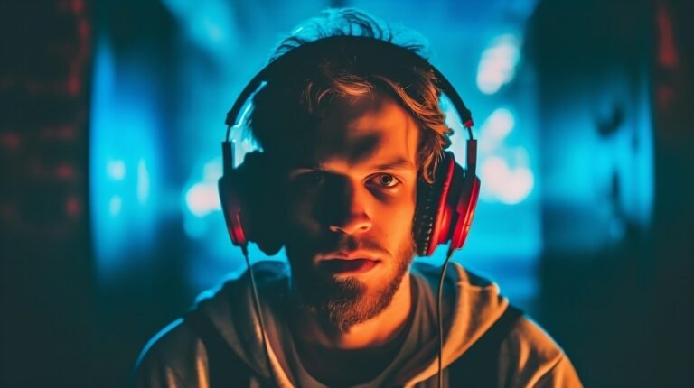 ai generated, boy, earphones, audio, dj, entertainment, expression, face, fun, guy, handsome, headphones, headset, lifestyle, listen, man, music, sound