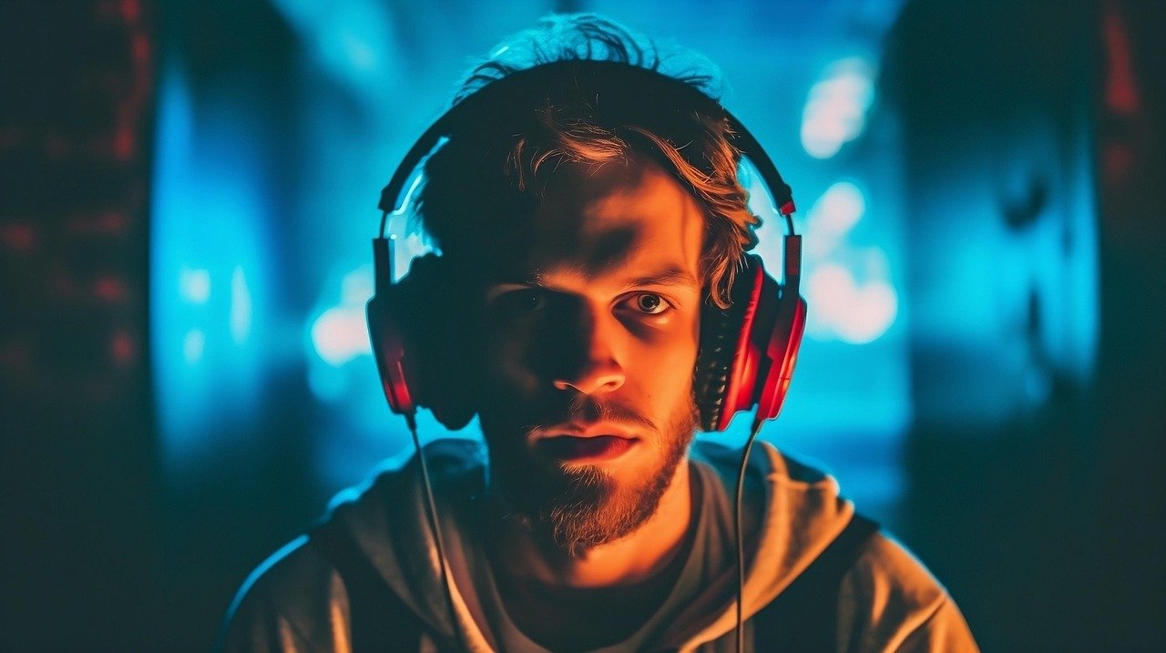 ai generated, boy, earphones, audio, dj, entertainment, expression, face, fun, guy, handsome, headphones, headset, lifestyle, listen, man, music, sound